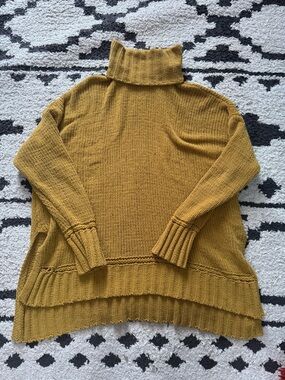 aerie Mustard Ribbed Turtleneck Sweater